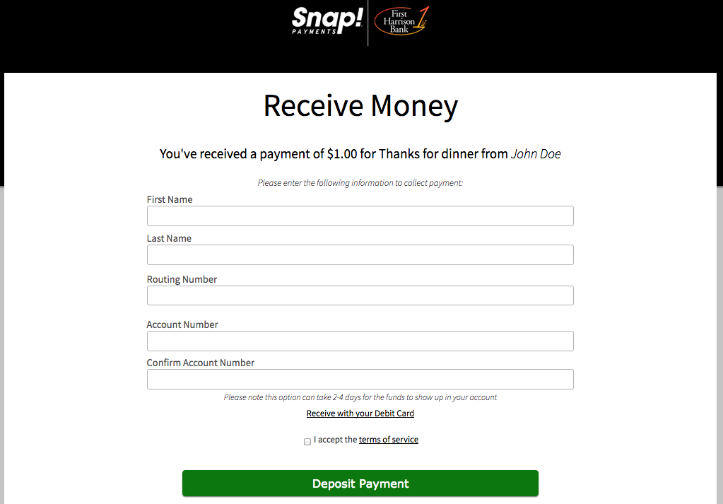 How-To Services - Snap Payments Collect Funds Account Number